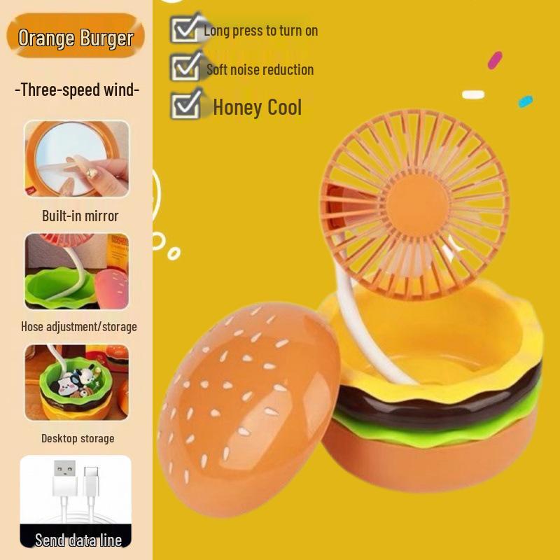 Cute USB Rechargeable Silent Desktop Fan with Storage Refer to details жёлтый