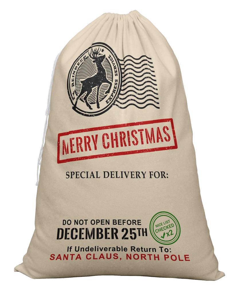 Printtoo 2 Pcs Santa Gift Sack For Kids Presents Xmas Bag Christmas Sack Personalized Bags Large 27x20 Inch