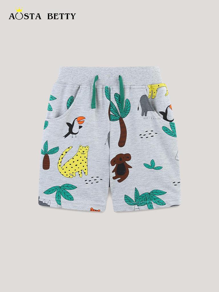 Summer New Fashion: European & American Style Boys' Printed Capri Shorts, Cotton Knit Children's Wear