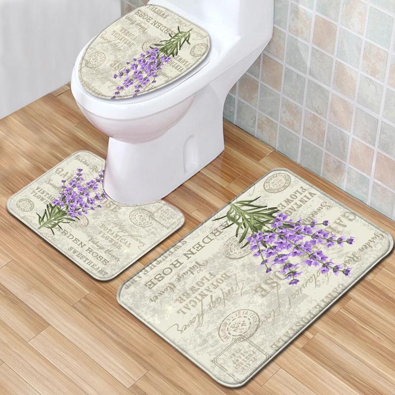 Textured Toilet Three-Piece Floor Mat Bathroom Three-Piece Carpet Doormat