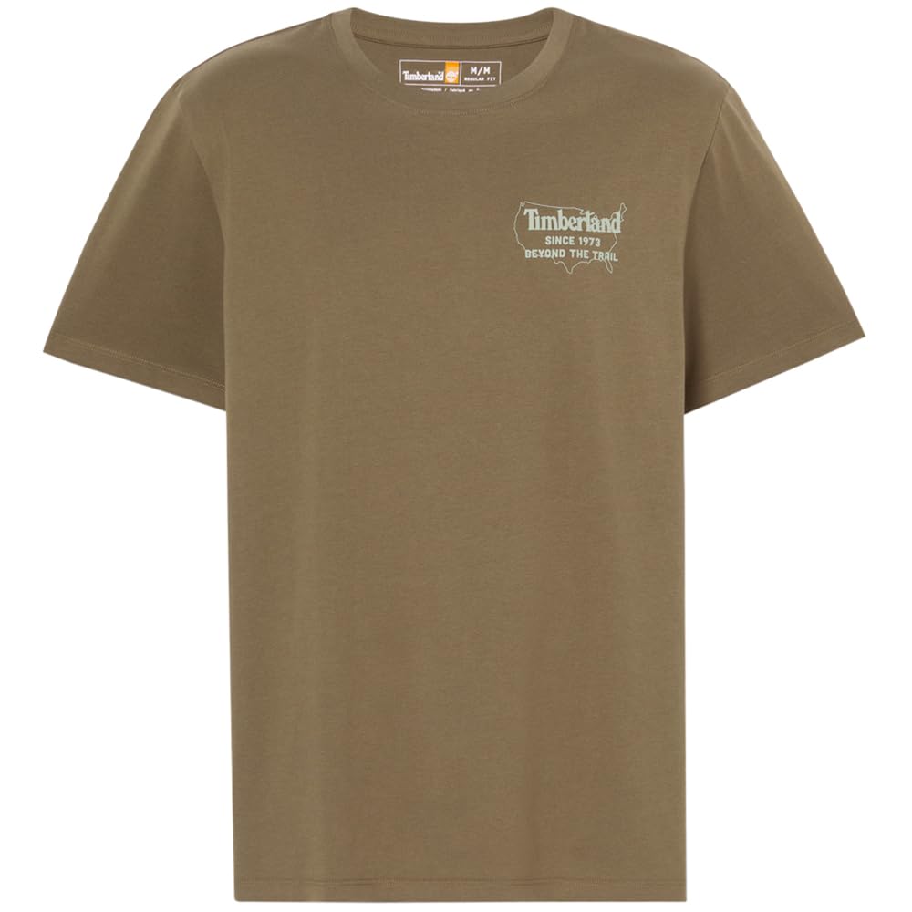 

Мужская футболка Timberland с коротким рукавом и графикой на спине, цвет лиственный зеленый, размер M, TB0A6B6ZA581