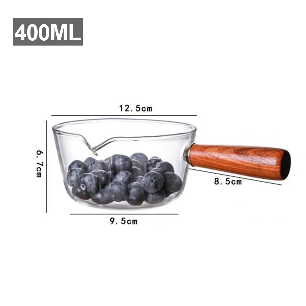 

Стеклянная кастрюля для варки супа, молока с деревянной ручкой, стеклянная кастрюля для приготовления лапши быстрого приготовления, стеклянная посуда, кухонные аксессуары