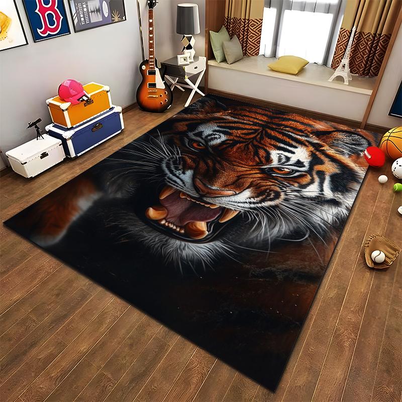 Fierce Tiger Printed Carpet for Living Room or Bedroom, Animal Design Suitable for Use As an Anti-slip for Living Room Bedroom Sofas