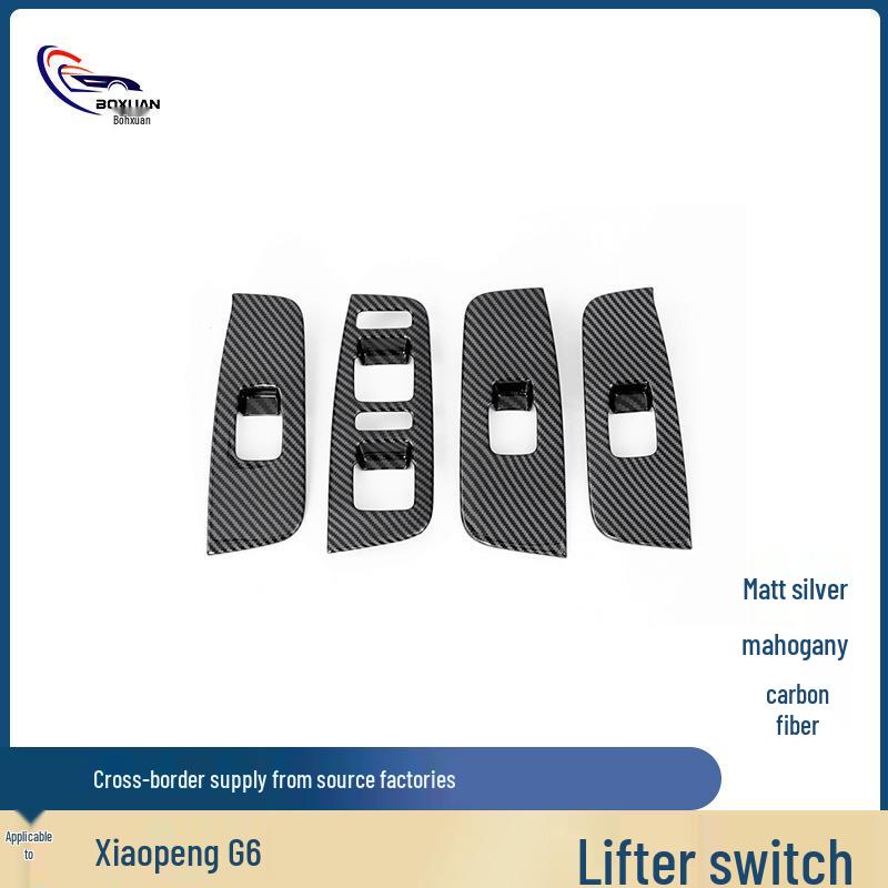 Xiaopeng G6 Glass Lifter Switch Anti-scratch Interior Frame Sticker for 23 Models Lifter Switch - Carbon Fiber