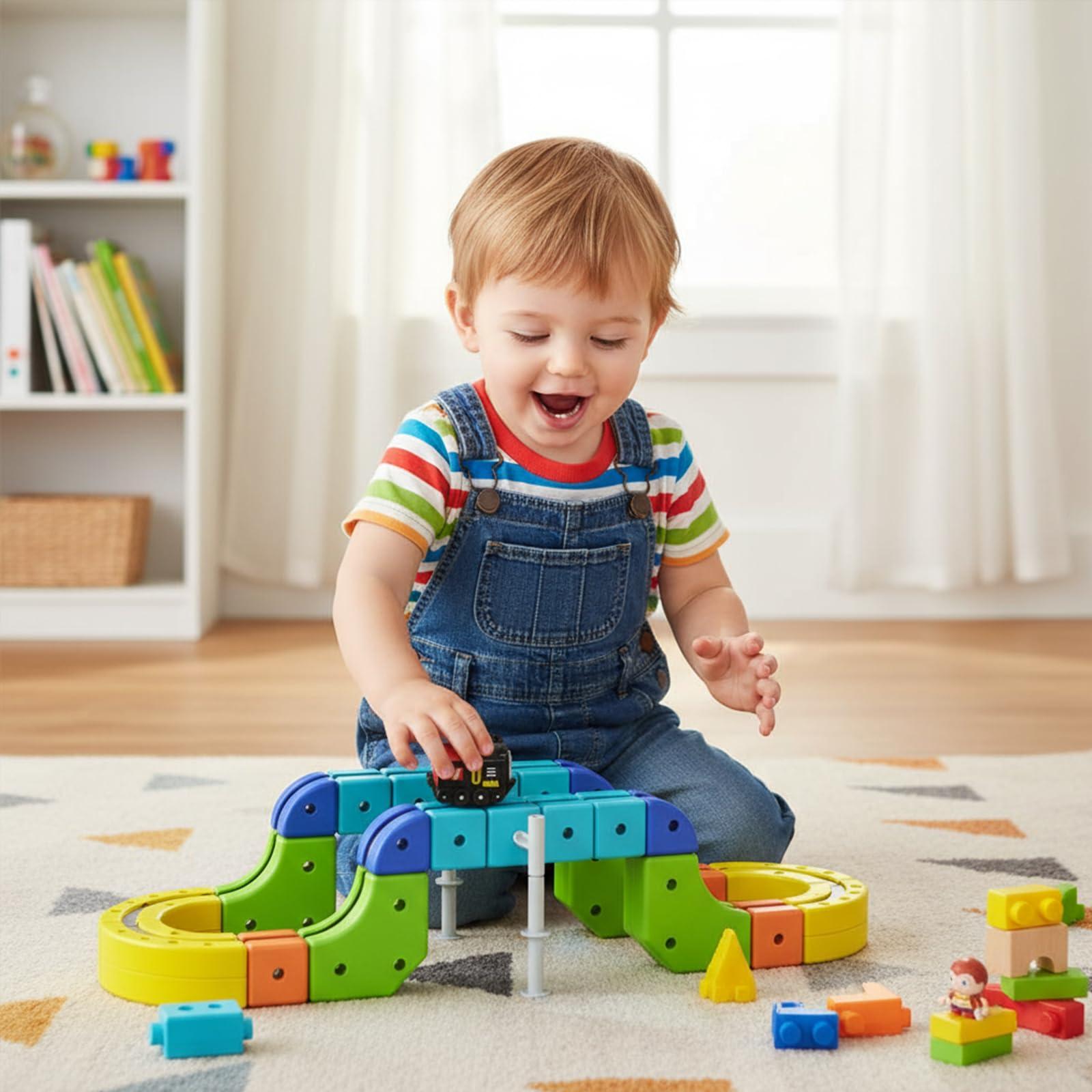 

Магнитный трехмерный вагончик, игрушки-треки из строительных блоков, тренировка координации рук и глаз у детей One Size