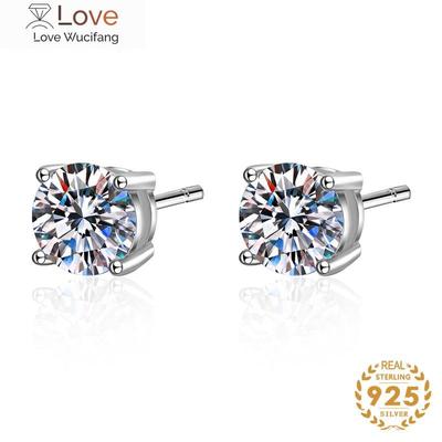 Elegance Silver 925 Jewelry Earrings With Natural D Color Moissanite Gemstones Silver Wedding Fine Jewelry Wholesale