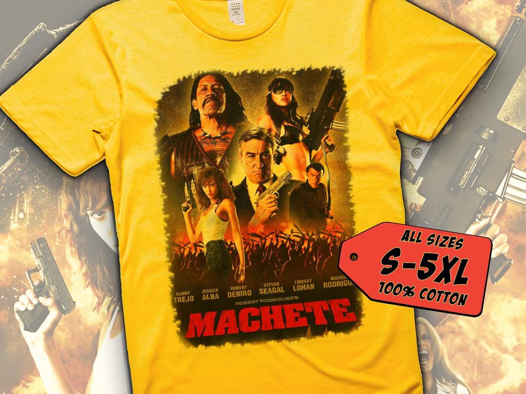 Machete Kills V9 T-Shirt Vintage YELLOW T-Shirt DTG Digital Print Sizes S M L XL 2XL 3XL 4XL 5XL