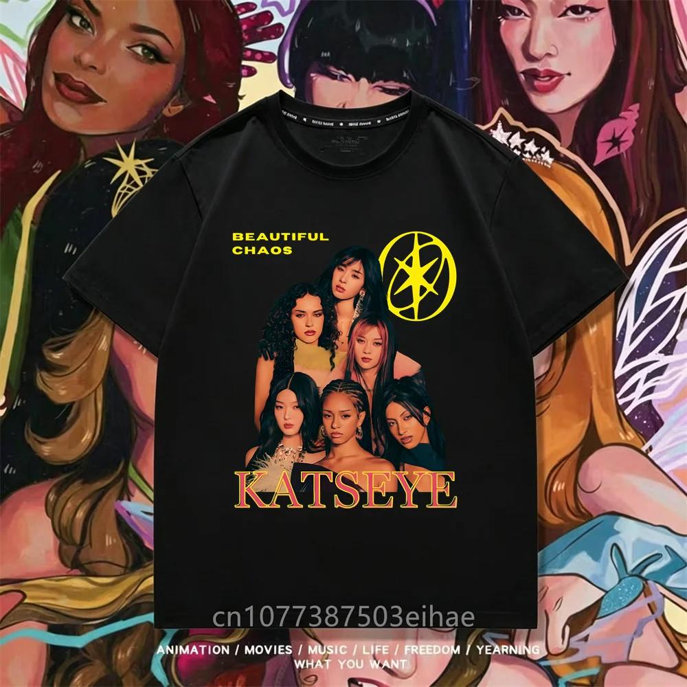 Katseye Kpop T Shirt Unisex Short Sleeve Top Boys Girls Megan Daniella Manon Lara Sofia Yunchae Idol Fan Collect Daily Clothes