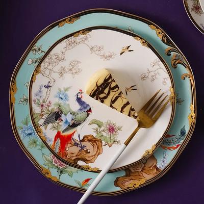 Assiette à dîner haut de gamme en porcelaine fine exquise, motif animal doré, plats de cuisson, assiette à dessert/salade, vaisselle d'hôtel, nouveau