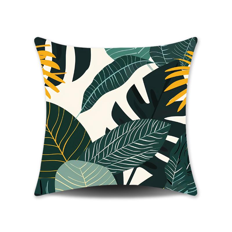 Green Leaves Plush Cushion Cover for Sofa or Bedroom