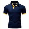New Trendy Men'S Summer Collar Paul T-Shirt Men'S Heavy Oversize Solid Color Casual Short Sleeve