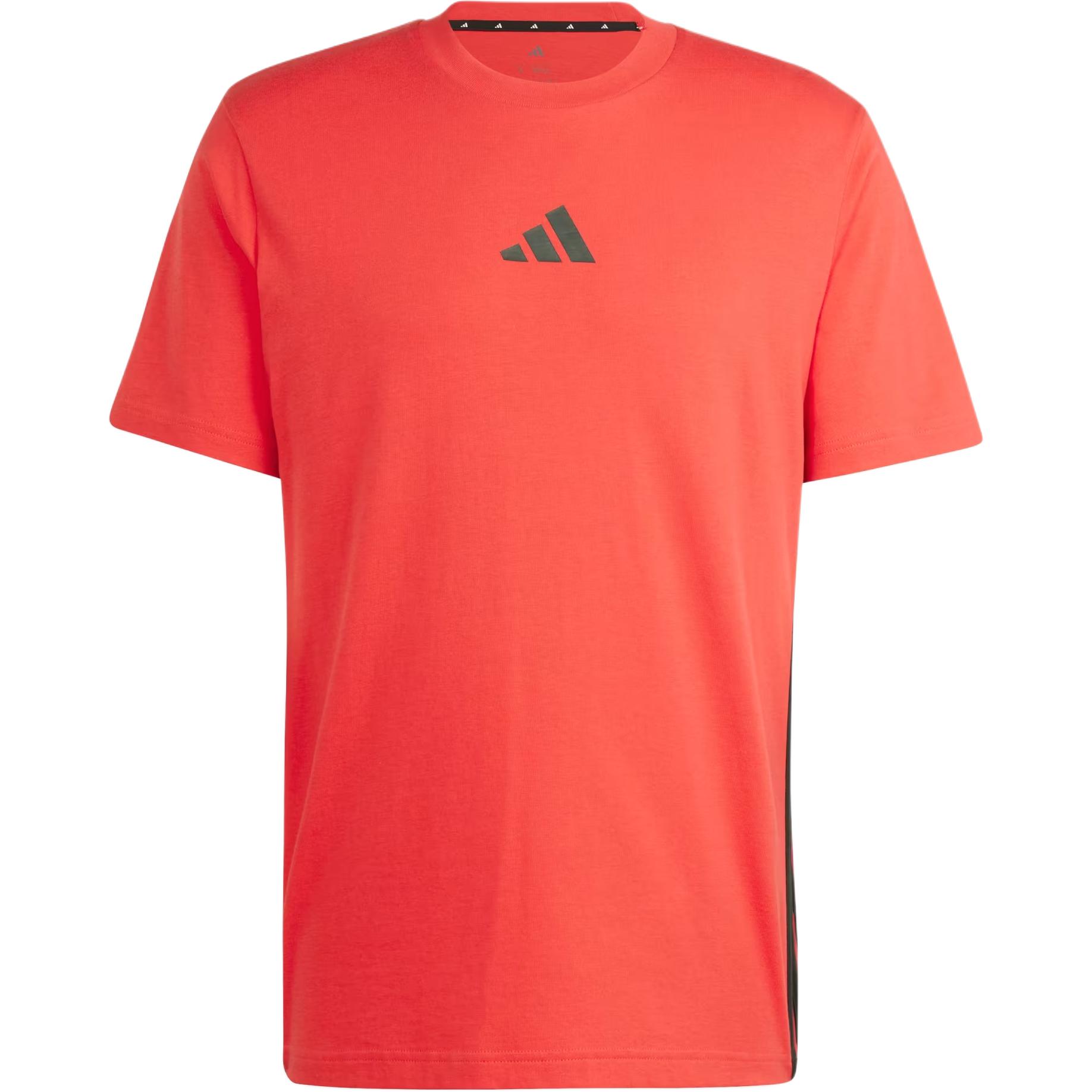Adidas Logo Stripe Crew Neck Short Sleeve T-Shirt Men Tops Garnet-Red JE6386 XS