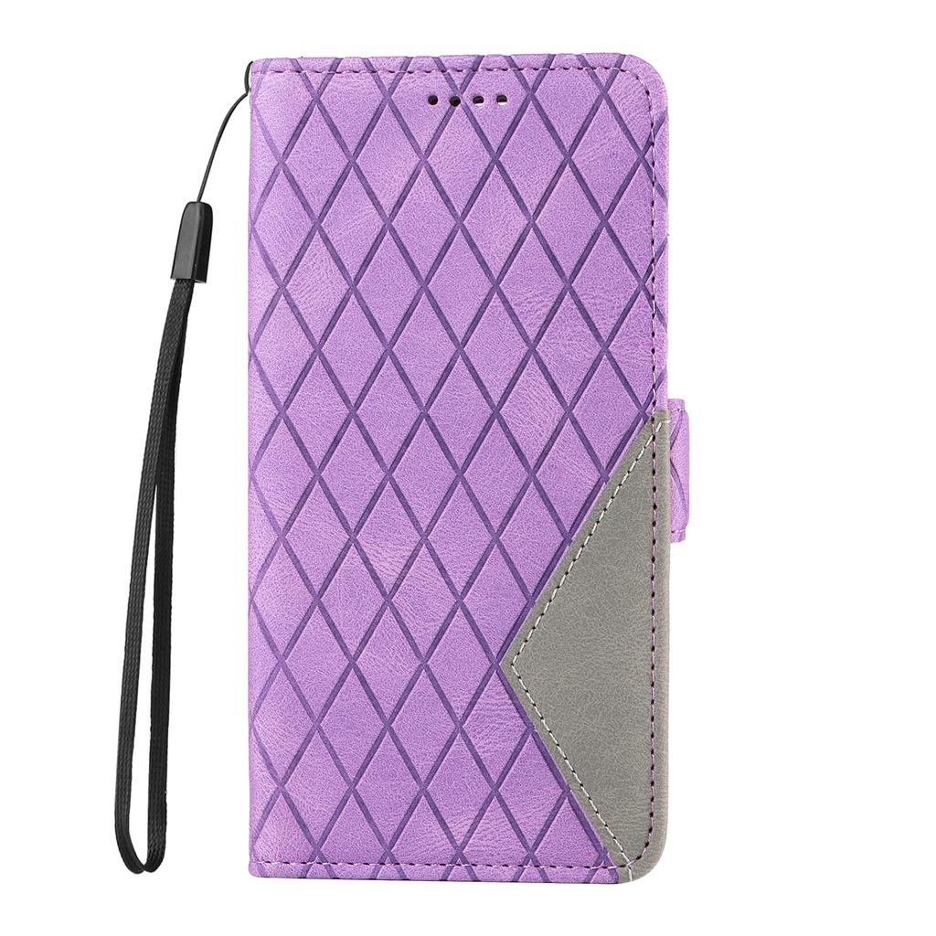 Applicable to Samsung A56 leather case Moto G84 two-color splicing rhombus small fragrant style card wallet case Redmi 14C