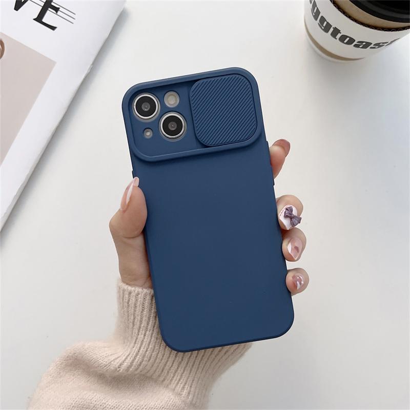 Slide Camera Protection Candy Color Θήκη τηλεφώνου Μαλακή σιλικόνη για iPhone15 14 13 12 11 Pro XS Max Mini X XR 7 8 Plus Κάλυμμα προφυλακτήρα