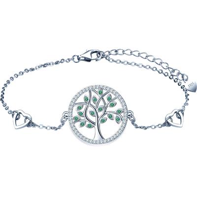 Silver Celebrity Bracelet Tree of Life Women' Day Gift - Emerald - Silver 925