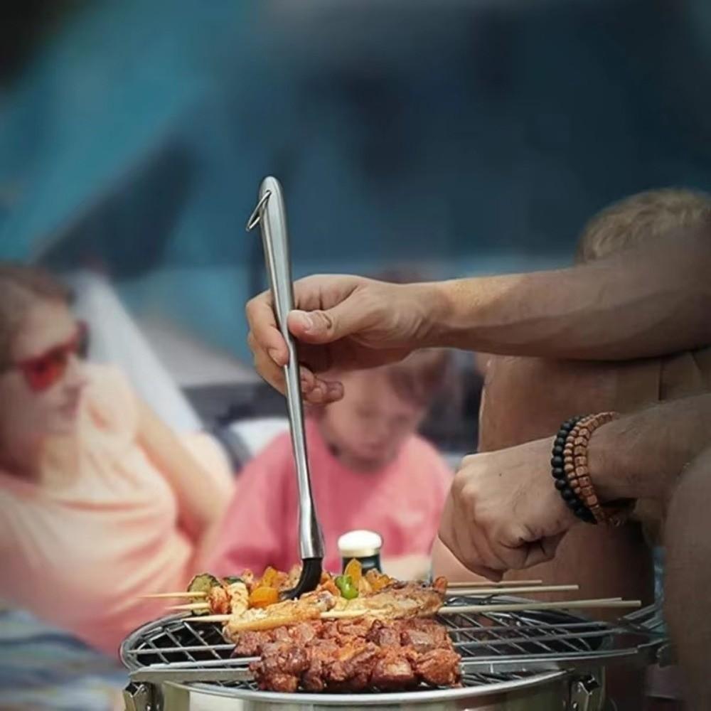 Stainless Steel Barbecue Grill Brush Hollow Handle Silicone Oil Brush Pancake Brush  Kitchen