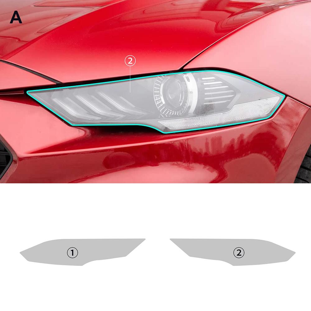 Smoke Black TPU Paint Protective Foil for Ford Mustang 2018-2023 Headlight and Tail Light