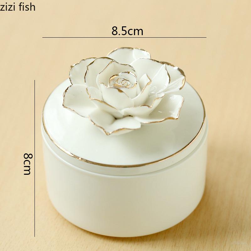 Hand Drawn Flower Ceramic Storage Jar Wedding Candy Box Jewelry Storage Box Storage Container Creative Gift Jar Home Decoration