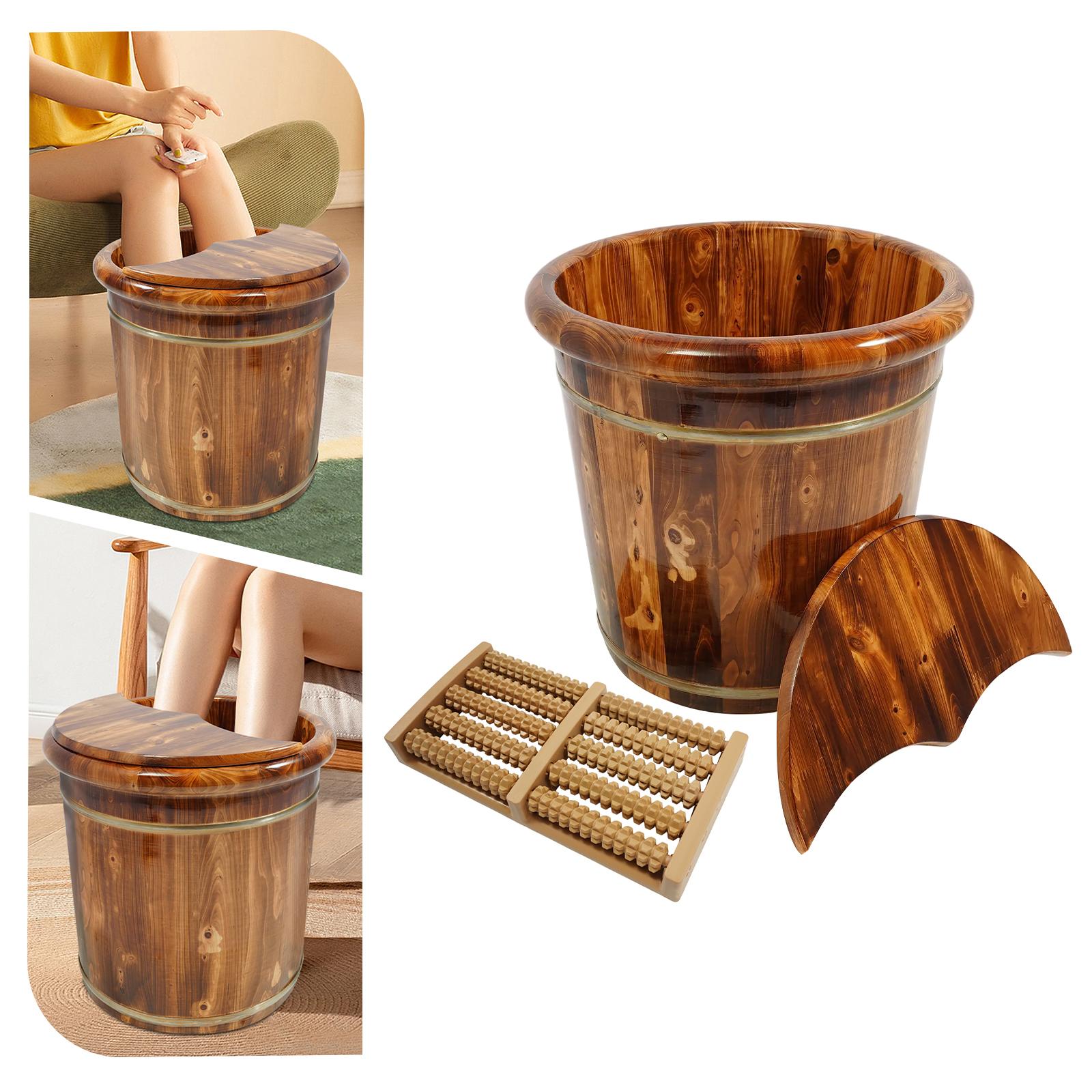 Wood/Brown Footbath Bucket,Wooden Footbath Bucket 40*40cm for Home,Health Clubs