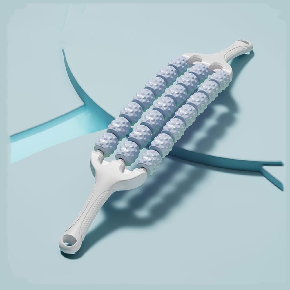Three Rows Curved Massage Roller Multifunction Fascia Stick Portable Yoga Massage Stick  Arms