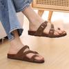 Fashion Comwarm New Women's Cork Footbed Sandals with Arch Support Comfortable Slip-On Slide Sandals With Adjustable Buckle for Summer