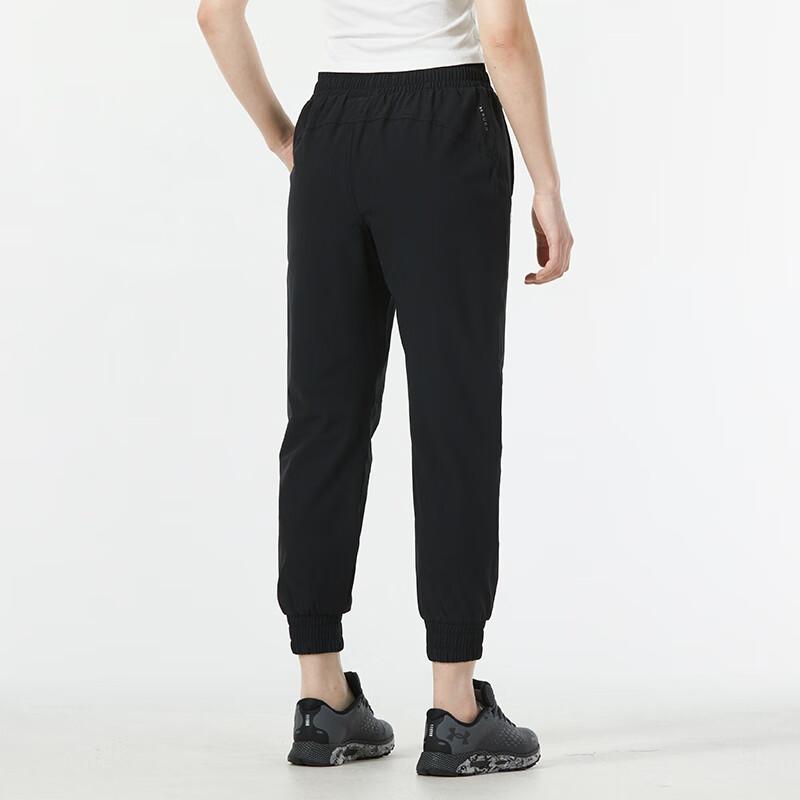 Under Armour Solid Color Nine-Point Elastic Waist Cuffed Casual Pants Women bottoms Black 1368739-001