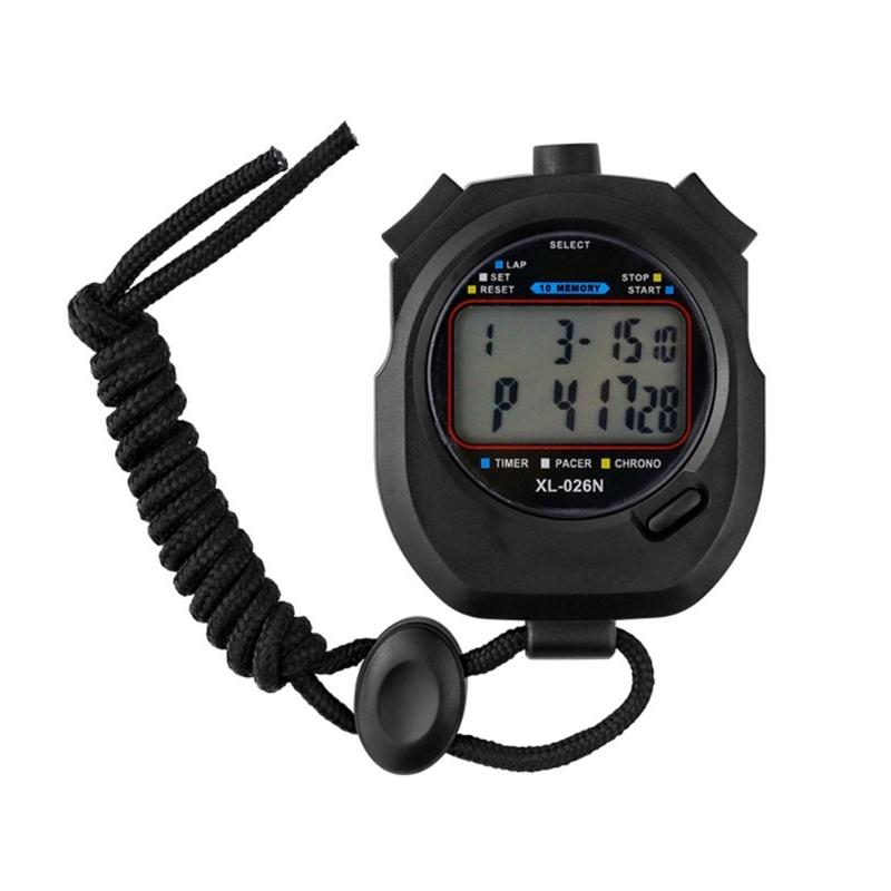 High Accuracy Electronic Stopwatches Double Row LCD Display 10 Lap Memory Water Resistant Wrist Strap for Sports Training Coaching 1