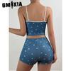 GMXIA Summer Homewear Heart-shaped Printing Bow Halter Home Leisure Suit Pajamas