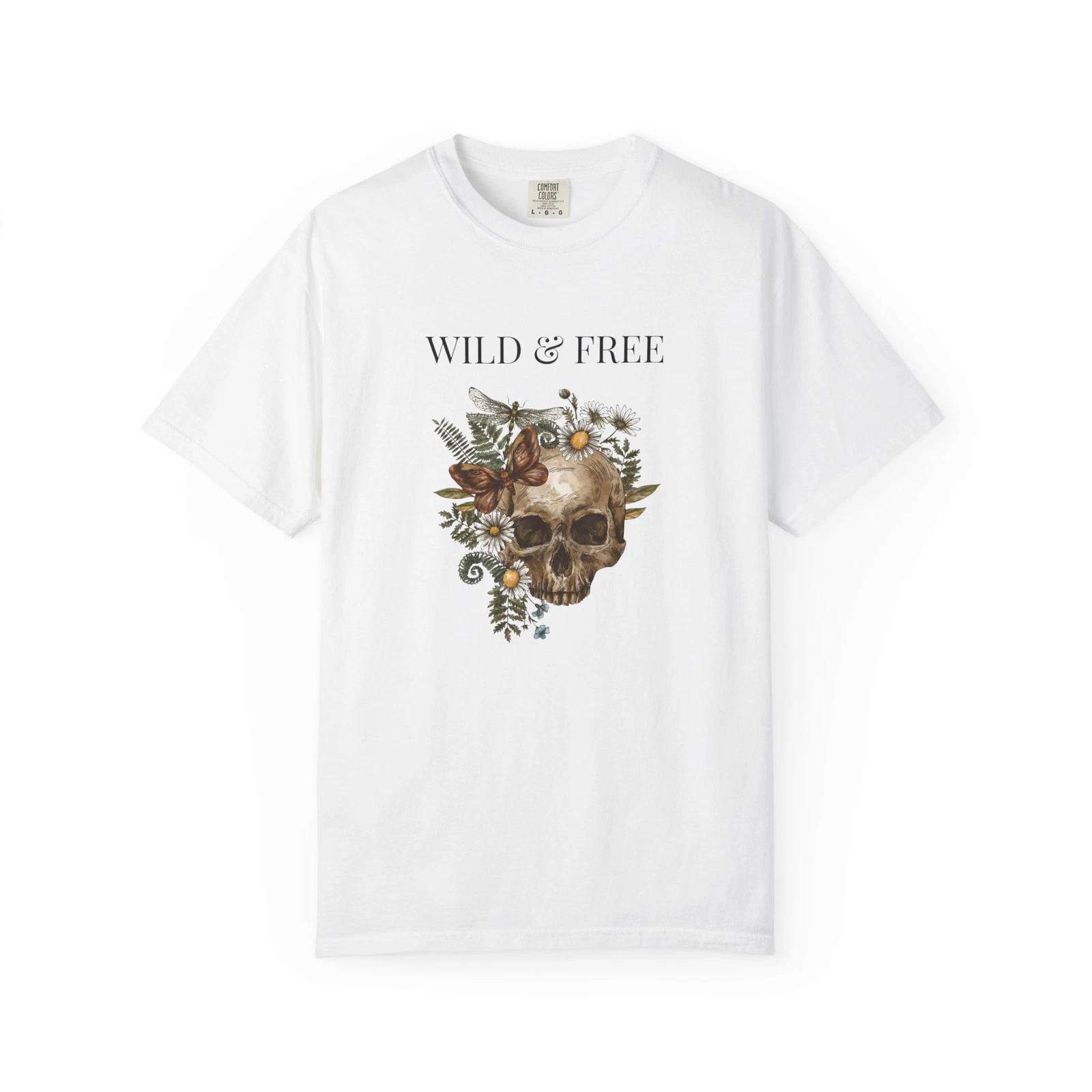 Wild & Free Skull Floral T-Shirt | Boho Skull Tee 4XL
