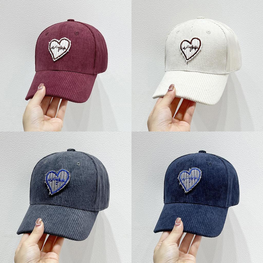 Corduroy Heart Baseball Cap With Sun Protection And Warmth For Casual Women