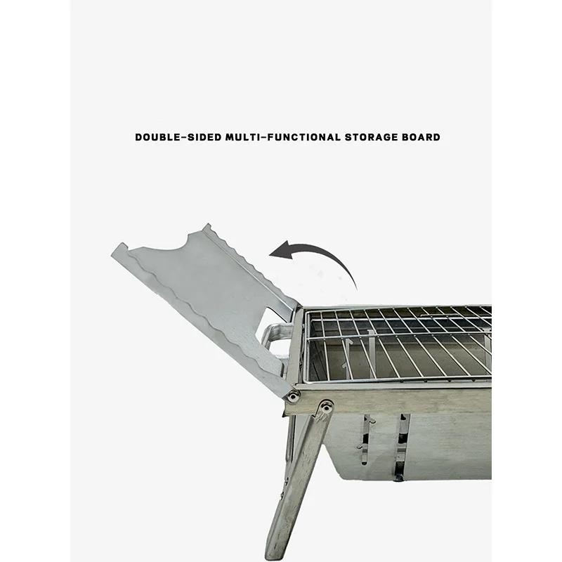 Camping BBQ Stove, Folding Charcoal Grill , Adjustable Furnace Carbon Plate Height,Stainless Steel,Instantly Expand