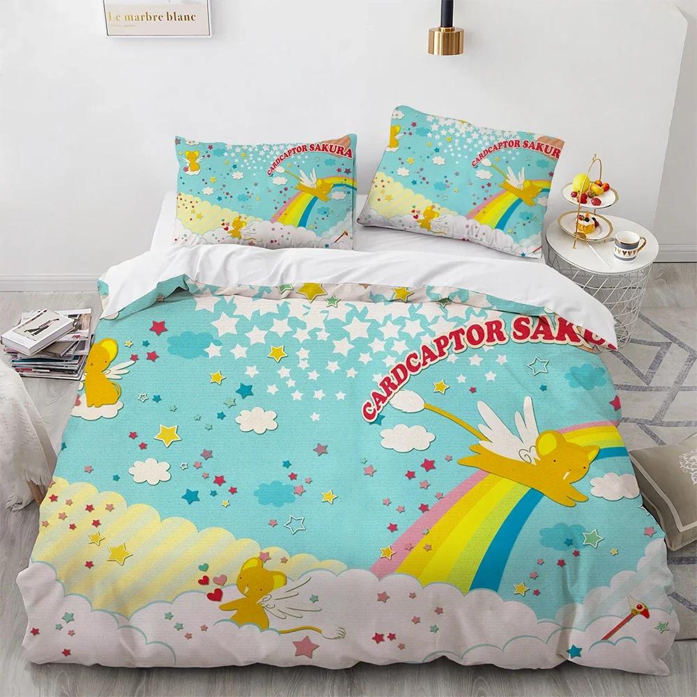 

3D Print Cardcaptor Sakura Comfortable Duvet Quilt Cover Pillowcase Bedding Set Children Bedroom Decoration Home Textile 135x200cm