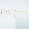 Color-Changing Anti-Blue Light Cat Eye Glasses with Rhinestones and Myopia-Compatible Flat Lenses