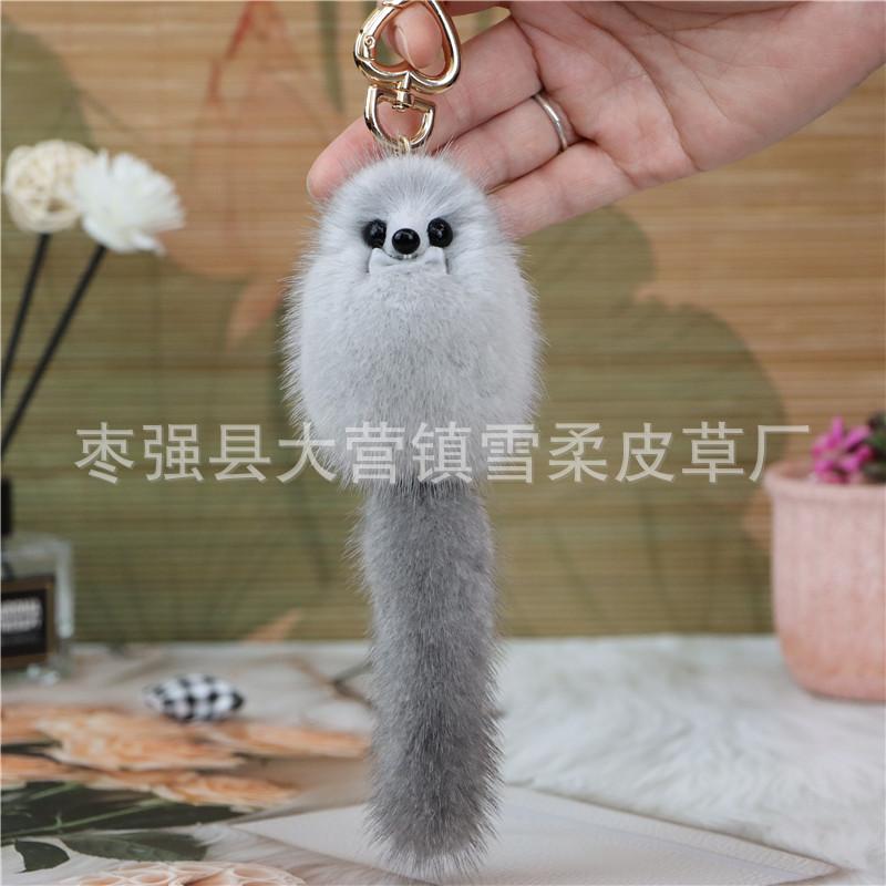 

Mink Hair Little Fox Hairball Pendant Plush Bag Accessories Car Keychain Mini Doll сапфірове скло синього кольору кольору