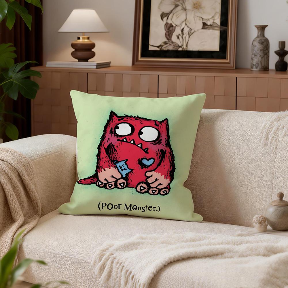 Cute Love Monster Cushion Cover Cushion Cover Set 4Pcs 50X50 45X45 40X40 Pillowcase Decorative Sofa Home Decor