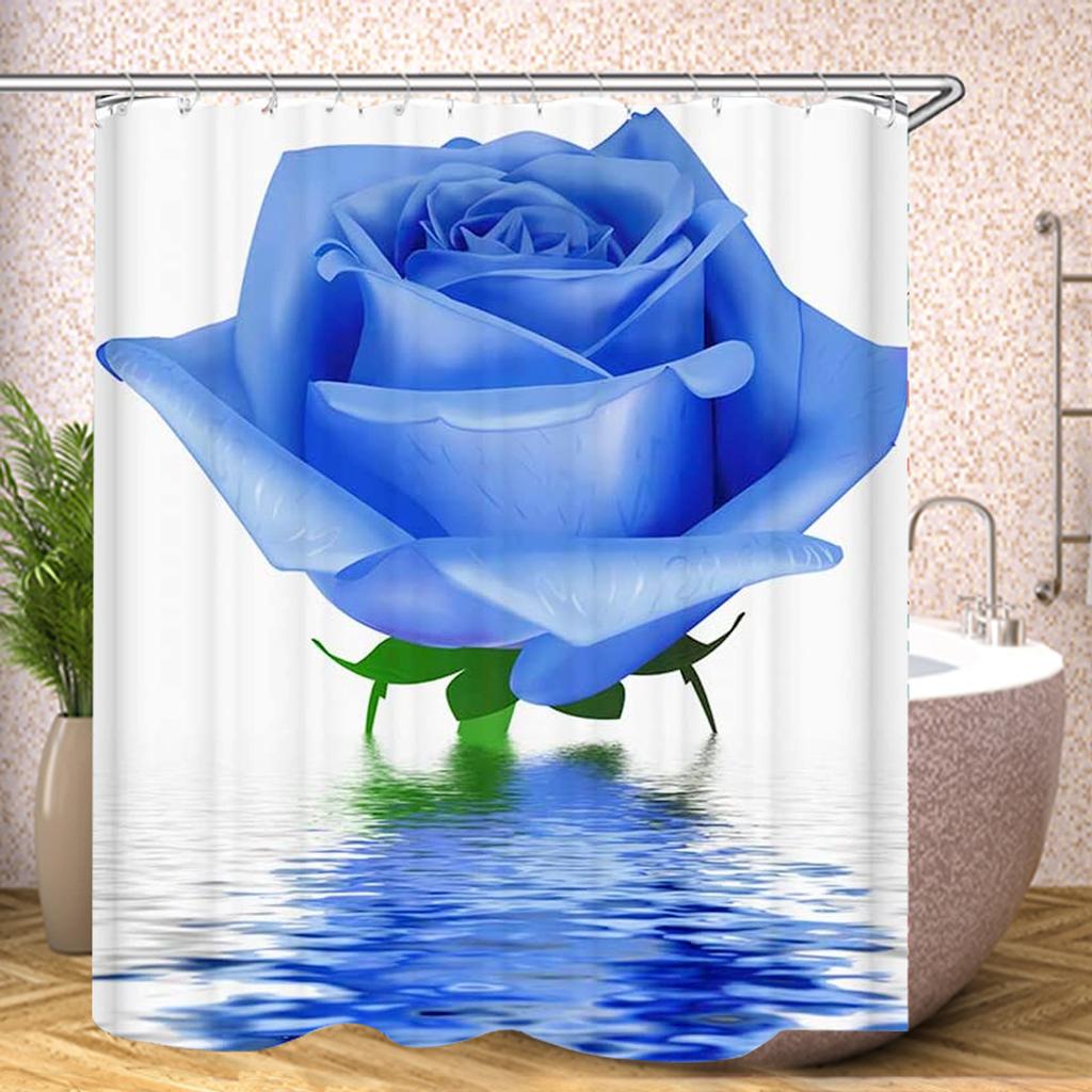 Red Rose Sunflower Shower Curtain Cute Bath Waterproof Curtains For Living Room Luxury Set Screen Bathroom Accessories Sets