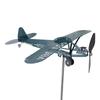 Eisenkunst Flugzeug Windmühle Drehende Wetterfahne Dekoration für Außen Garten Terrasse Hof Zaunpfosten Garage Dunkelgrün