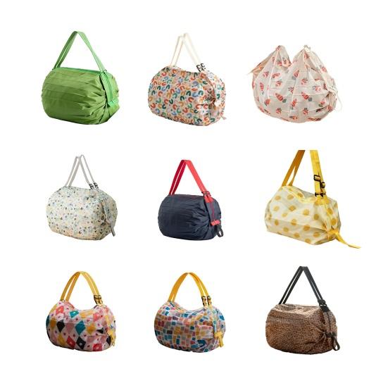 Handbag Foldable Reusable Shopping Bag with Strap Shoulder or Hand Carry Washable Nylon Tote Bag for Grocery Travel Outdoor Use