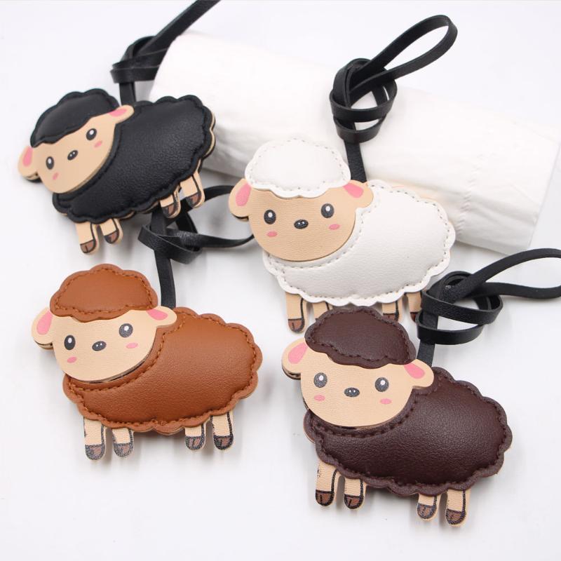 Cute Cartoon Sheep Shaped Bag Charm Waterproof PU Leather Pendant for Backpacks Handbags Keys Party Decor Accessory