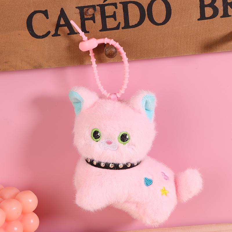 Niedliche Katze Plüschtier Schlüsselanhänger Cartoon Kätzchen Weiche Stoffpuppe Anhänger Autoschlüsselring Rucksack Tasche Dekor Kindergeschenk