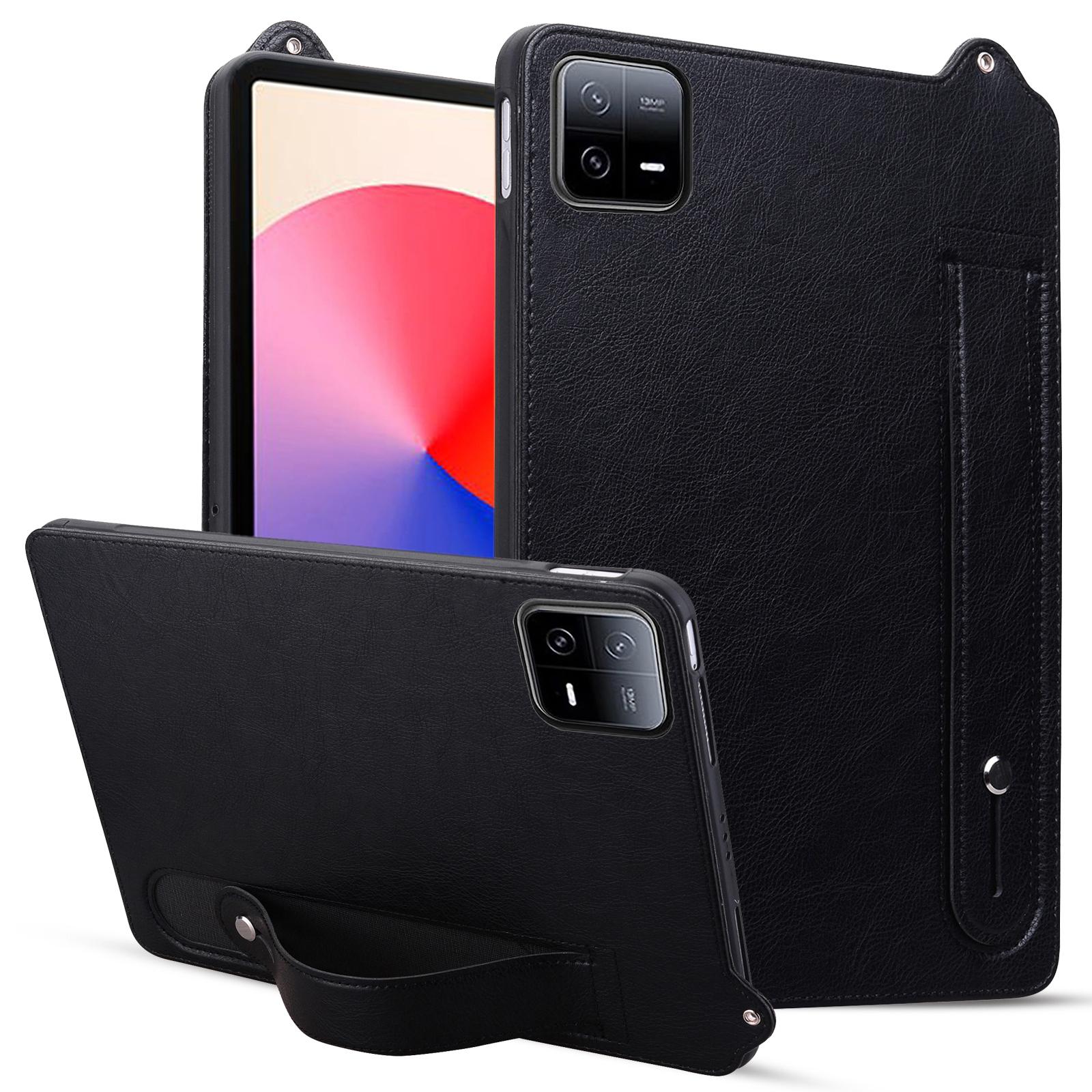 

For Xiaomi Pad 6/Pad 6 Pro Case Hand Strap Kickstand Leather Tablet Cover Black