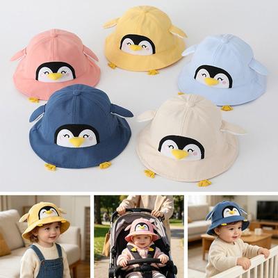 50CM 1-3 Years Penguin Children Bucket Hat Thin Baby Girl's Hat Cartoon Beach Cap  Outdoor