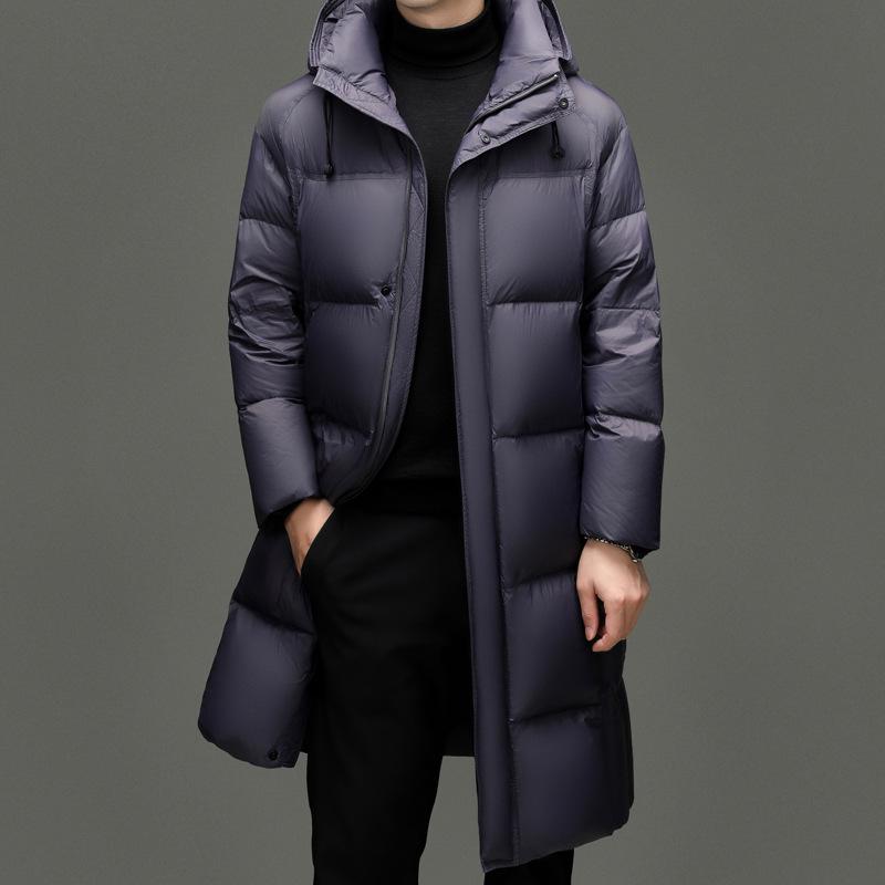 

Men s Knee-Length Down Jacket - 90% White Duck Down Winter Coat, Warm & Cold-Proof Outerwear. 190 фіолетовий