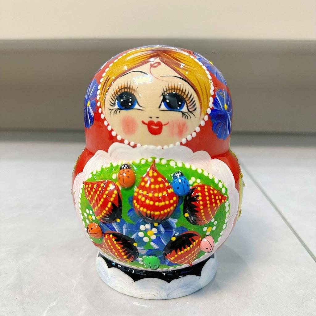 Russian Nesting Dolls Handmade Wooden Crafts Painted Toy 10 Layers Strawberry Linden Wood Children's Puzzle
