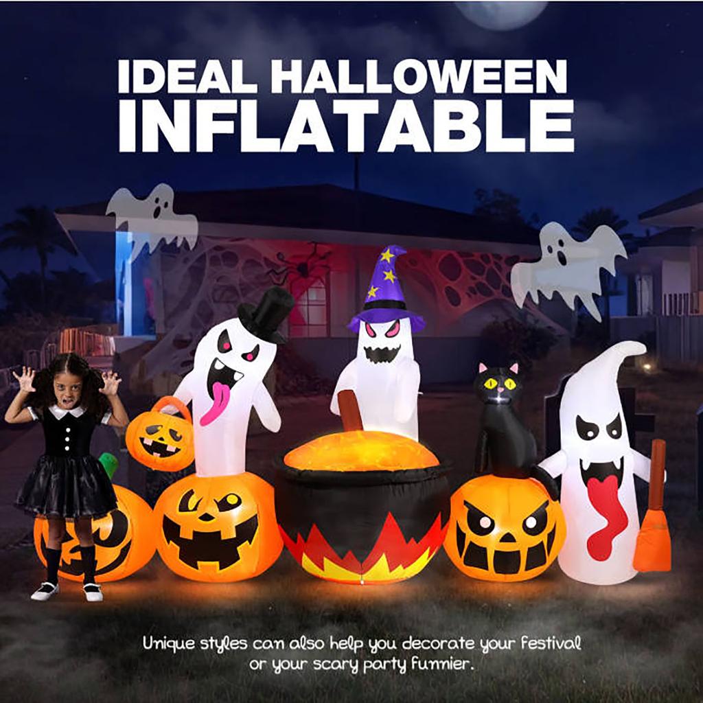 8.5FT Halloween Inflatables Pumpkin  Family With Built-in LED Lights, Halloween Blow Up Yard Decorations