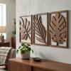 3Pcs Artistic Wooden Tropical Leaves Wall Sign Rustic Plant Wall Ornament  Indoor Home Decor