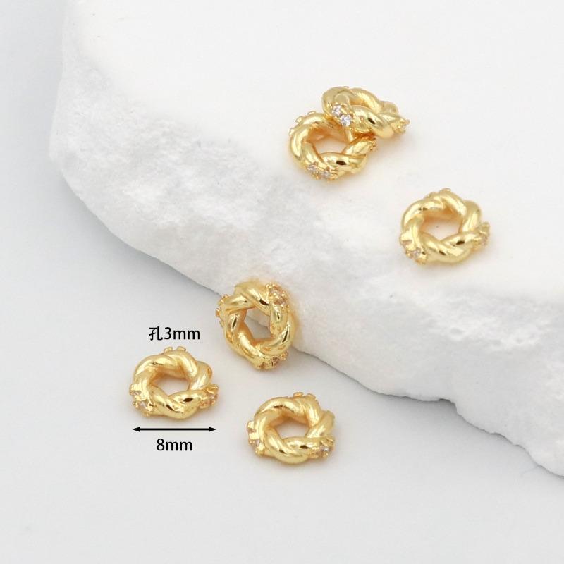 Farbechtheit k Echtgold mikro-eingefasster Zirkon Fassperlen Straße durchbohrt kleine Taille Kristallarmband DIY Perlenabstandshalter mit Perlen C