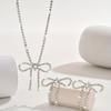 Elegant And Rhinestone Bow Necklace Earring Set Shining Claw Chain Suitable For Parties And Gifts Fashion Accessories For All Seasons