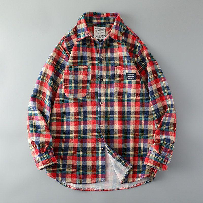 Brushed Long Sleeve Casual Export Parka Plaid Shirt