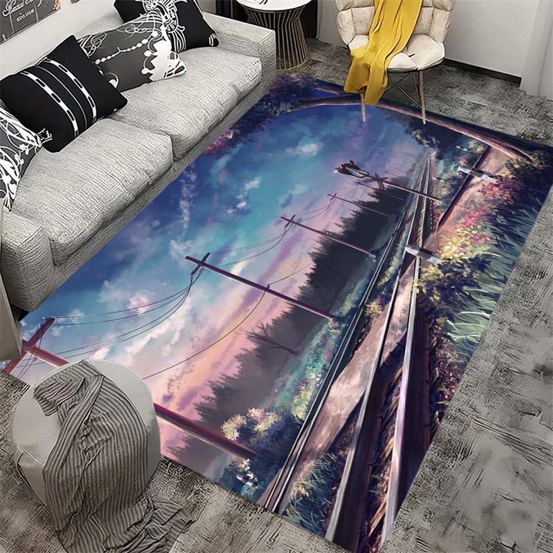 

Snowy Mountain Village Cloudscape Area Rug, Rustic Cabin Scenery Non-Slip Floor Mat 40x60cm( 15x23in )